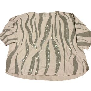 Liquid by Sioni Women's Zebra Luxury Pullover Sweater Long Sleeve 3XL